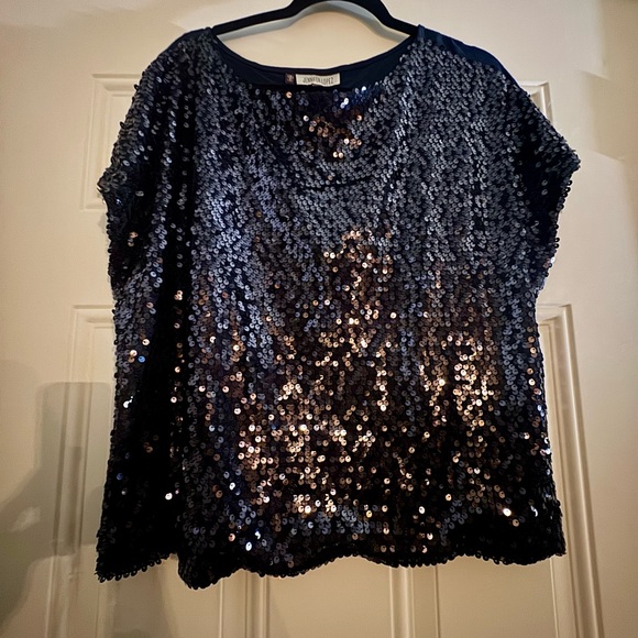 Jennifer Lopez Tops - Jennifer Lopez Sparkling dark navy Sequin Blouse